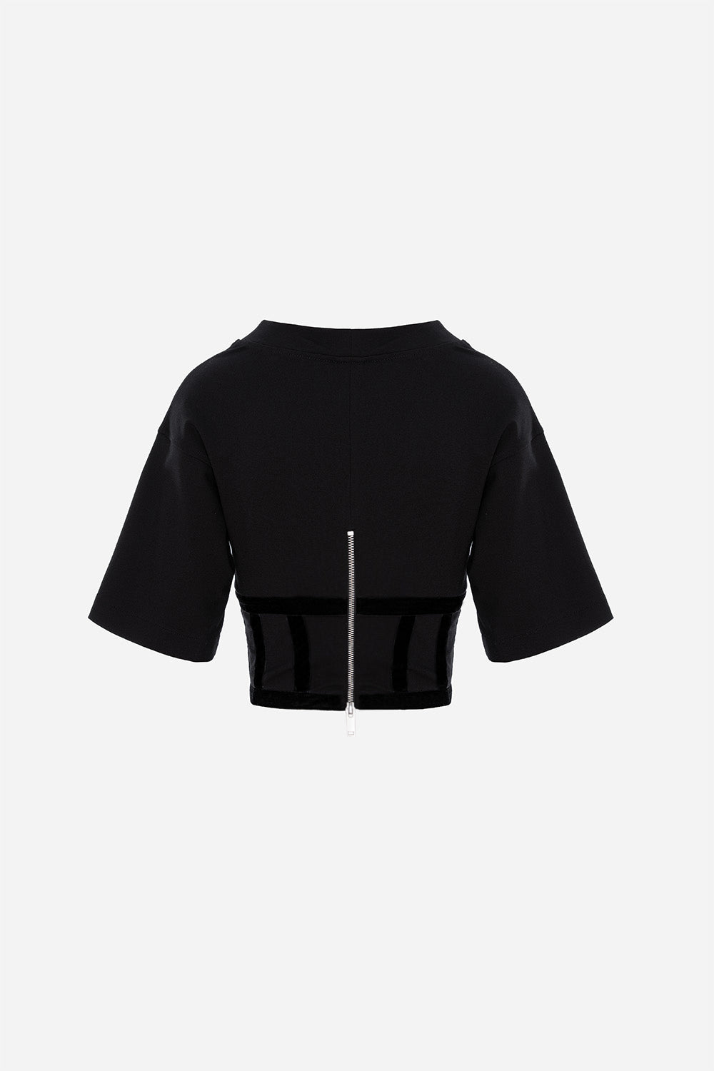 Top off-white cu corset si benzi de catifea Marsilia