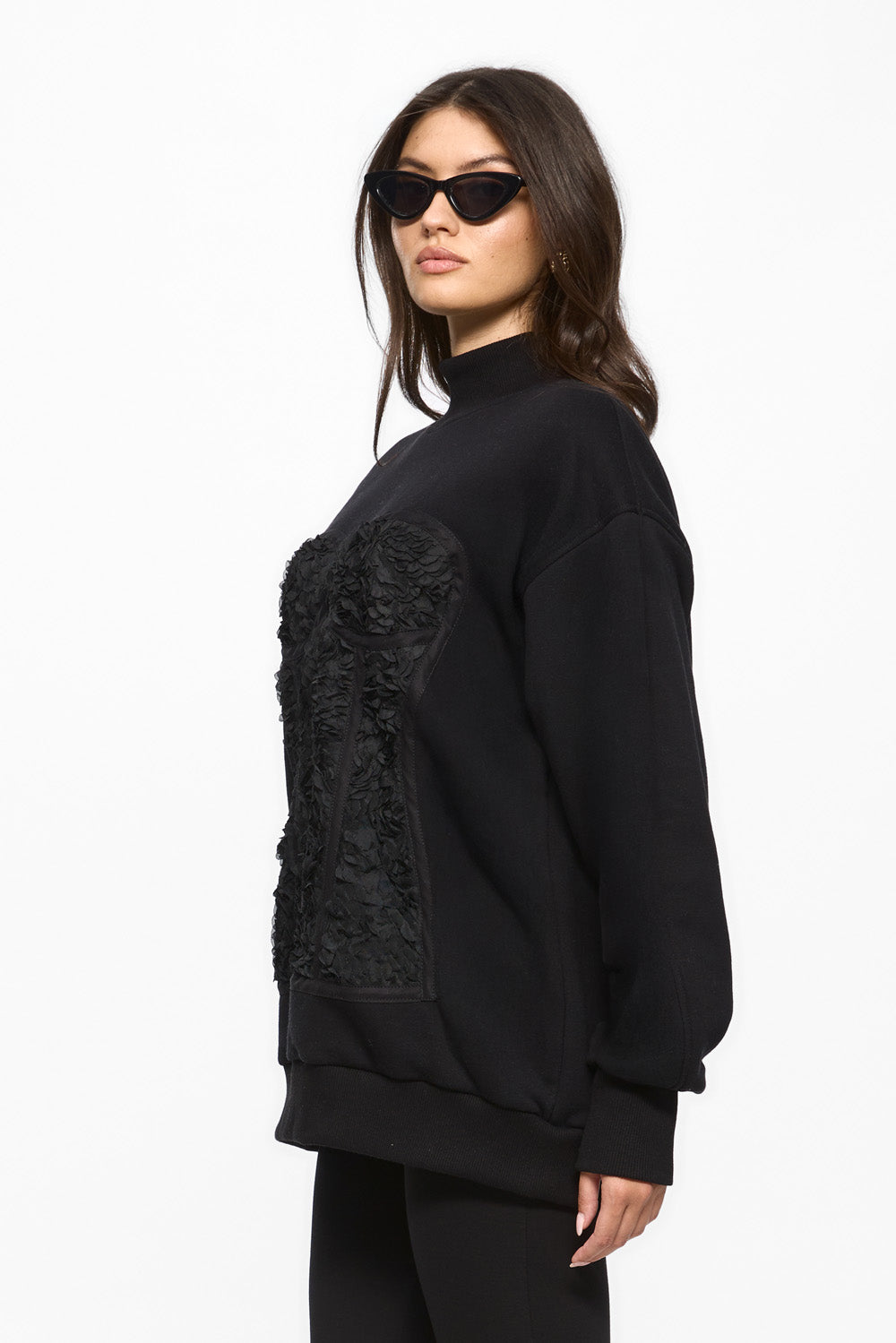 Helancă neagră flausata Kora Rose