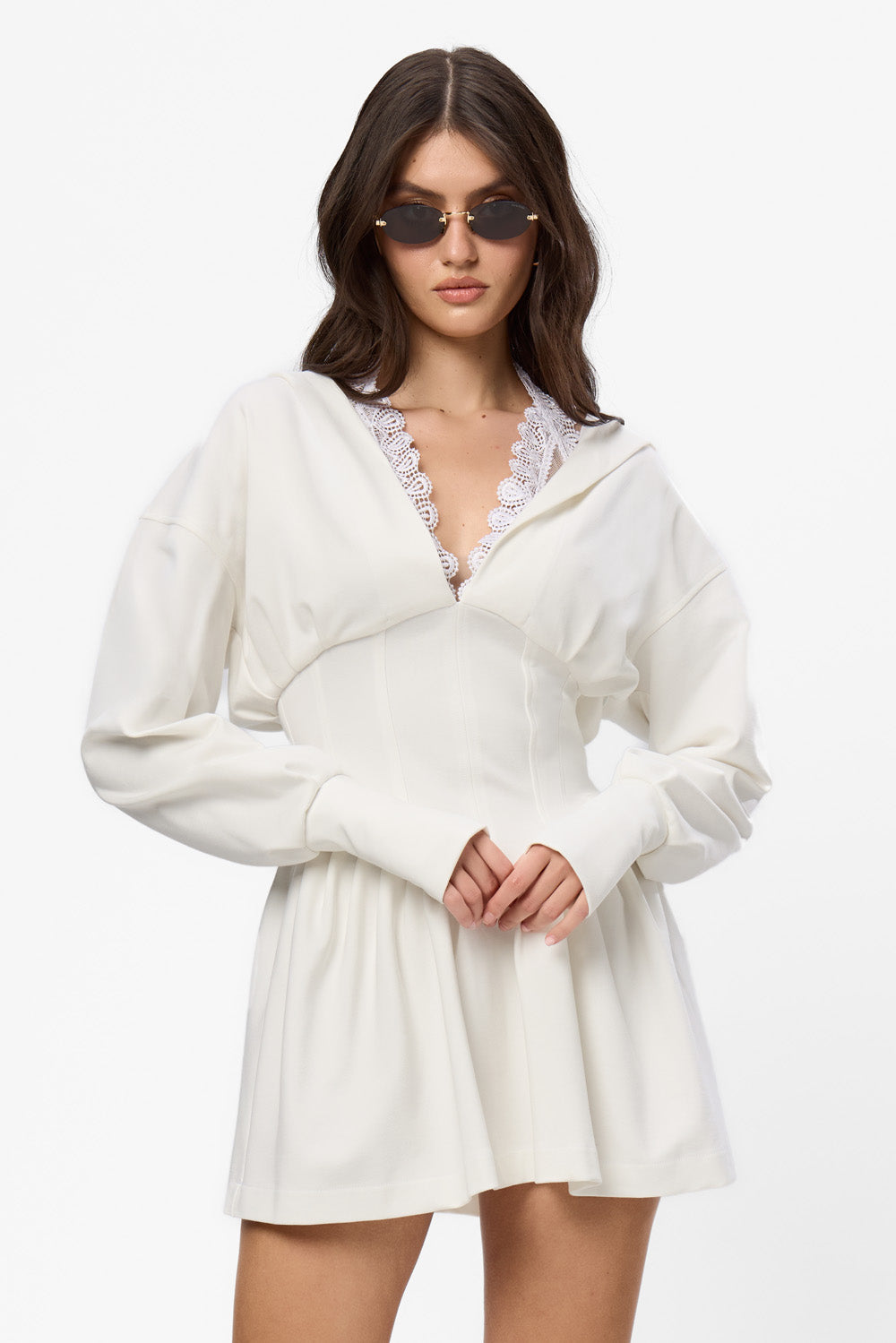 Rochie off-white cu corset si dantela Karol V2