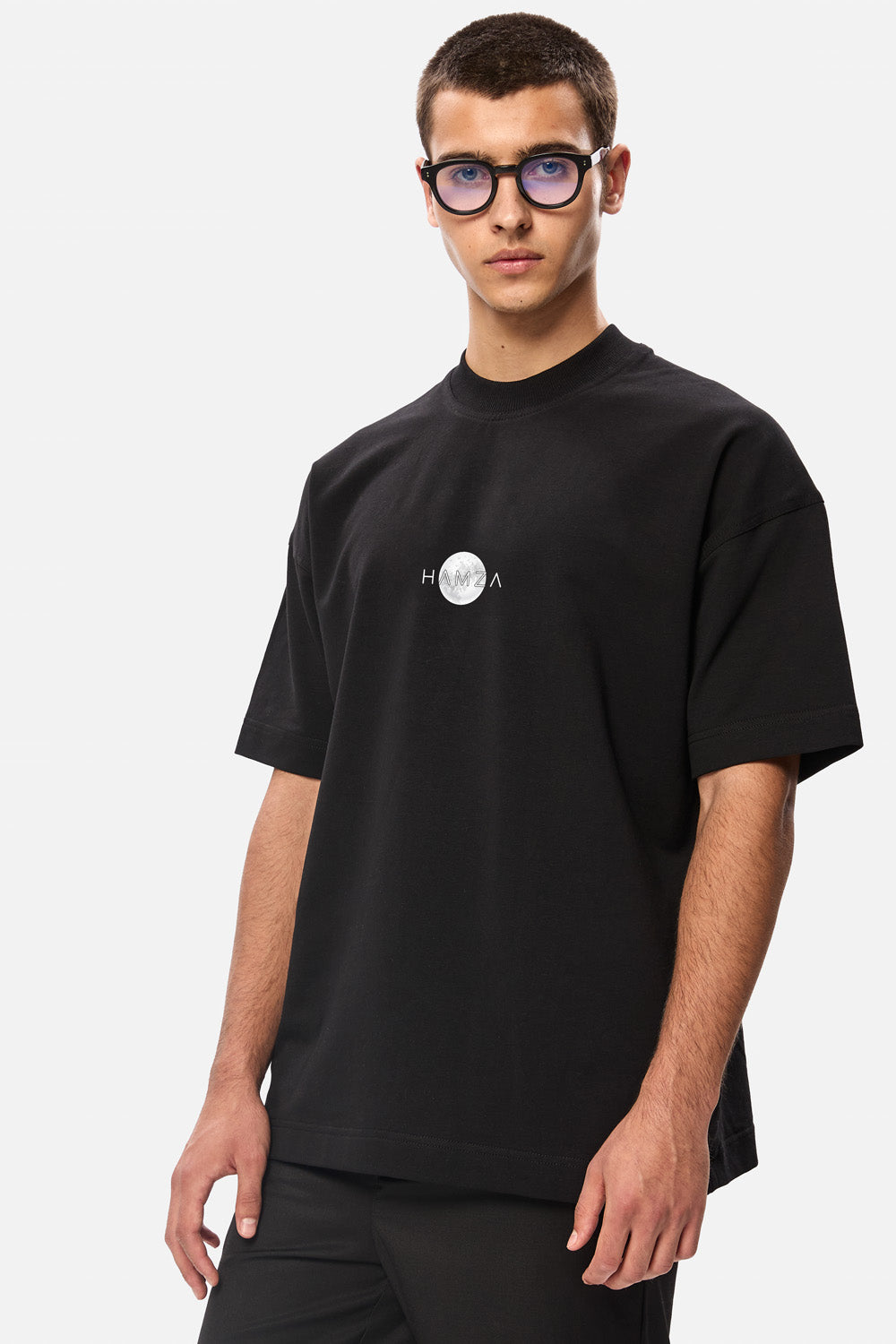Tricou negru cu imprimeu Moons