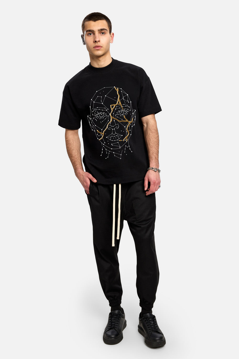 Tricou negru cu imprimeu Ginza