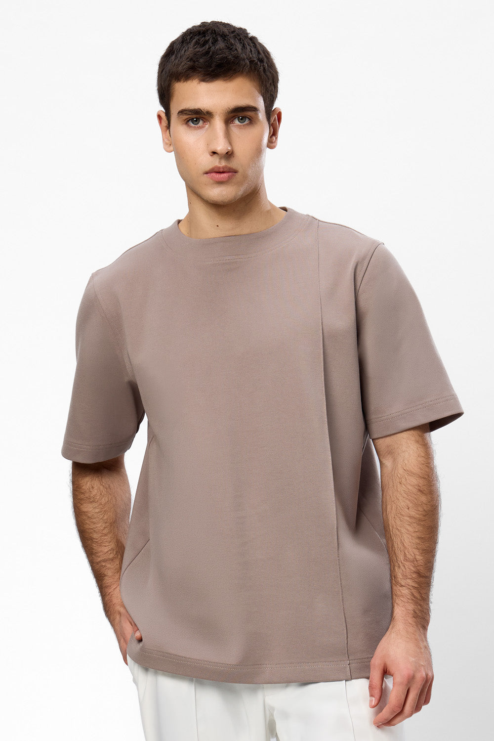 Tricou off-white cu cusatura decorativa Khan V2