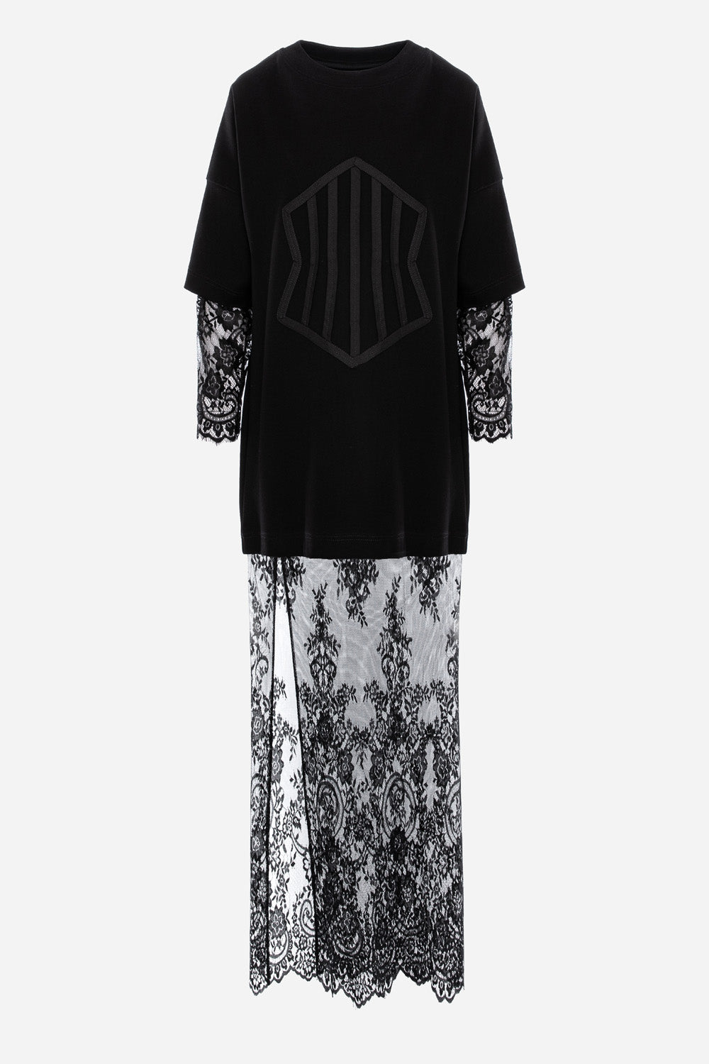Rochie Venice cu fustă și mâneci din dantelă| Femei | Negru | Stil Modern & Elegant | Confort & Funcționalitate | Atelier Hamza