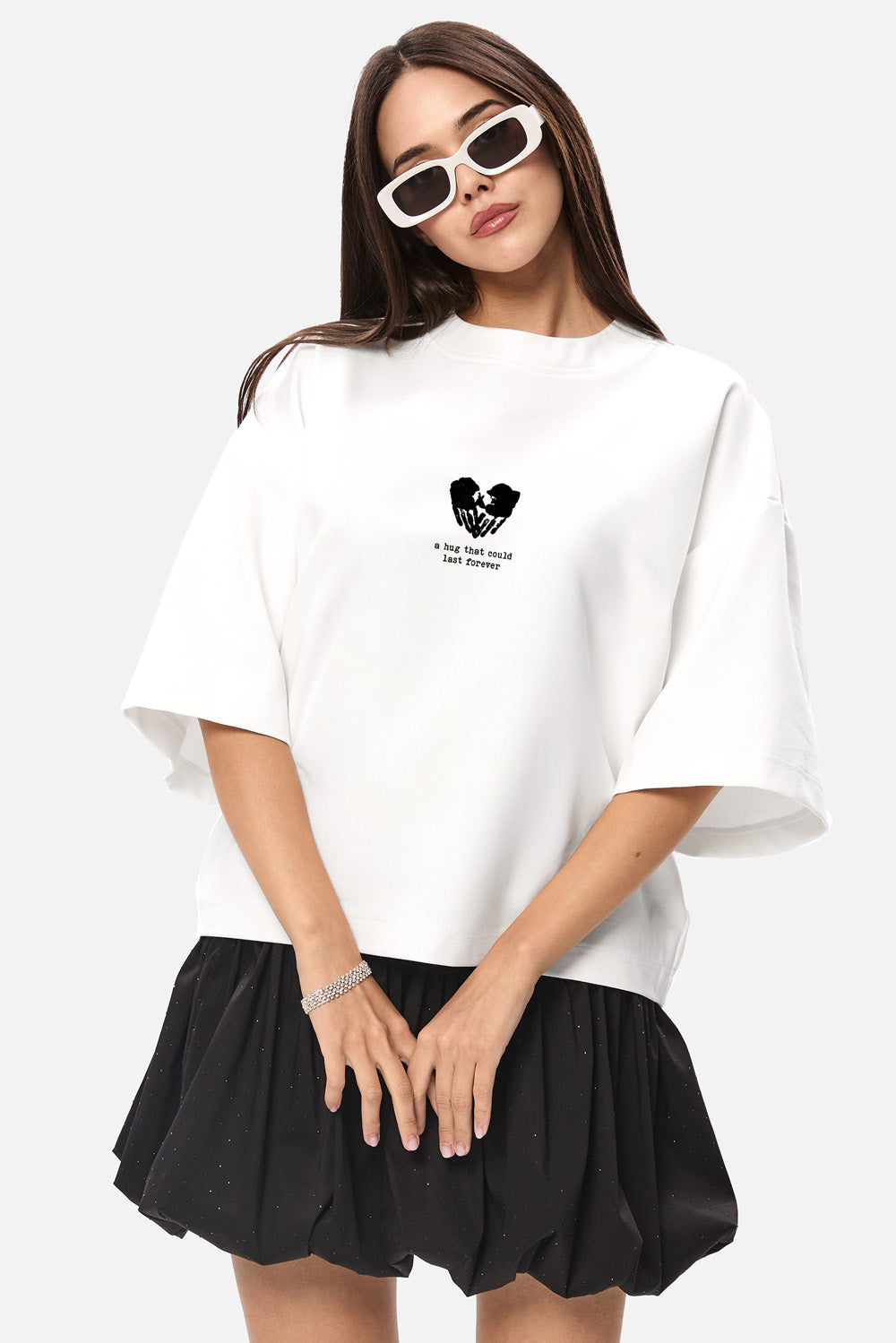 Tricou off-white cu imprimeu Hands