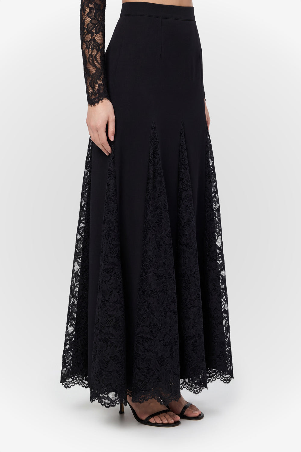 Fusta maxi neagra cu dantela Snowflake V2