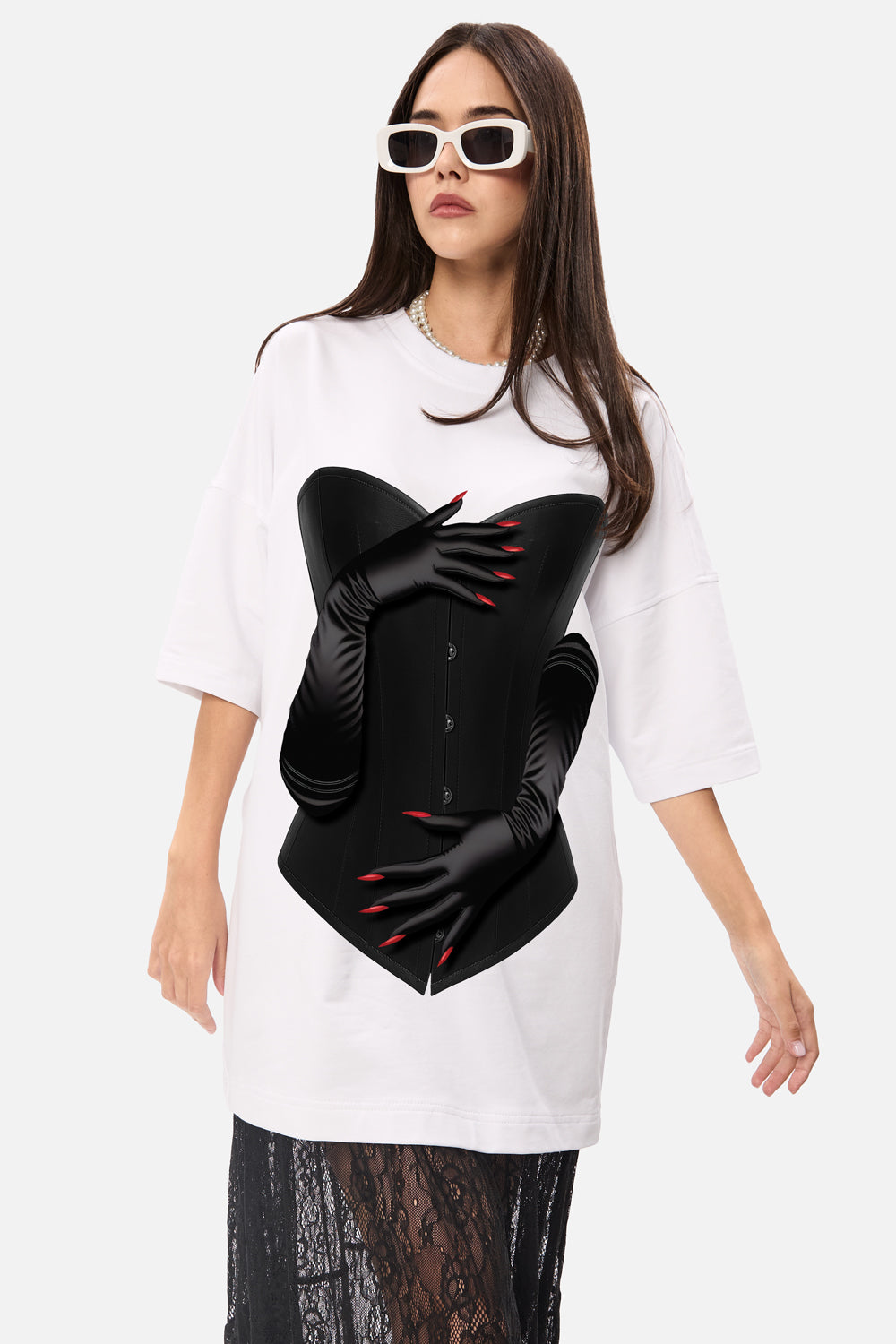 Rochie alba cu imprimeu Noir