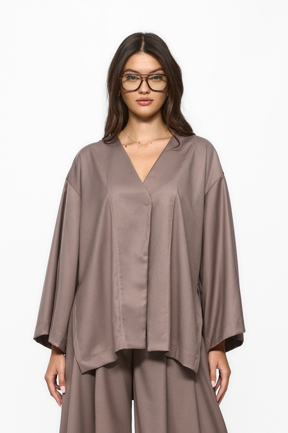 Cardigan bej din stofa Kimi