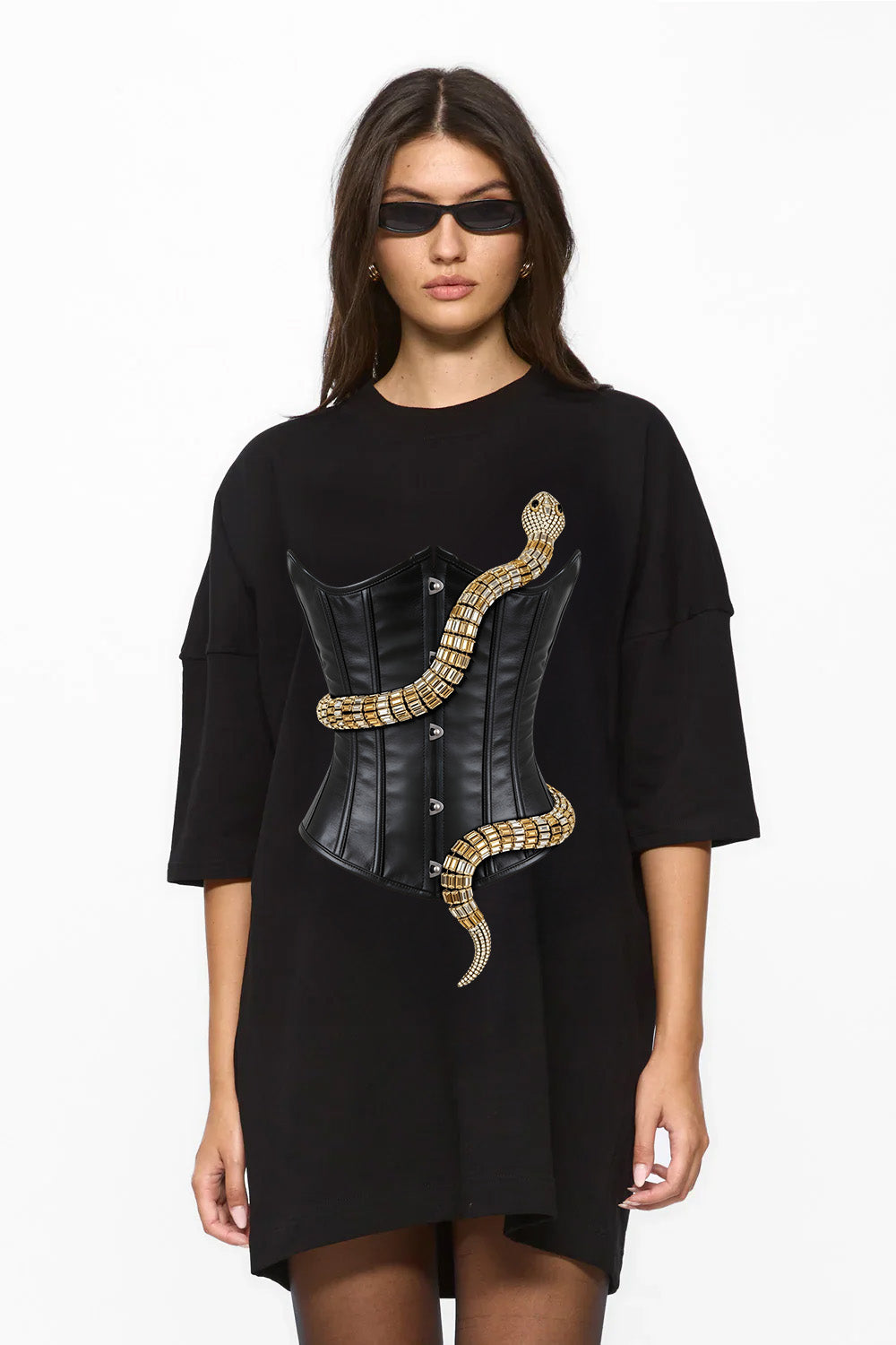 Eva Printed Black Dress