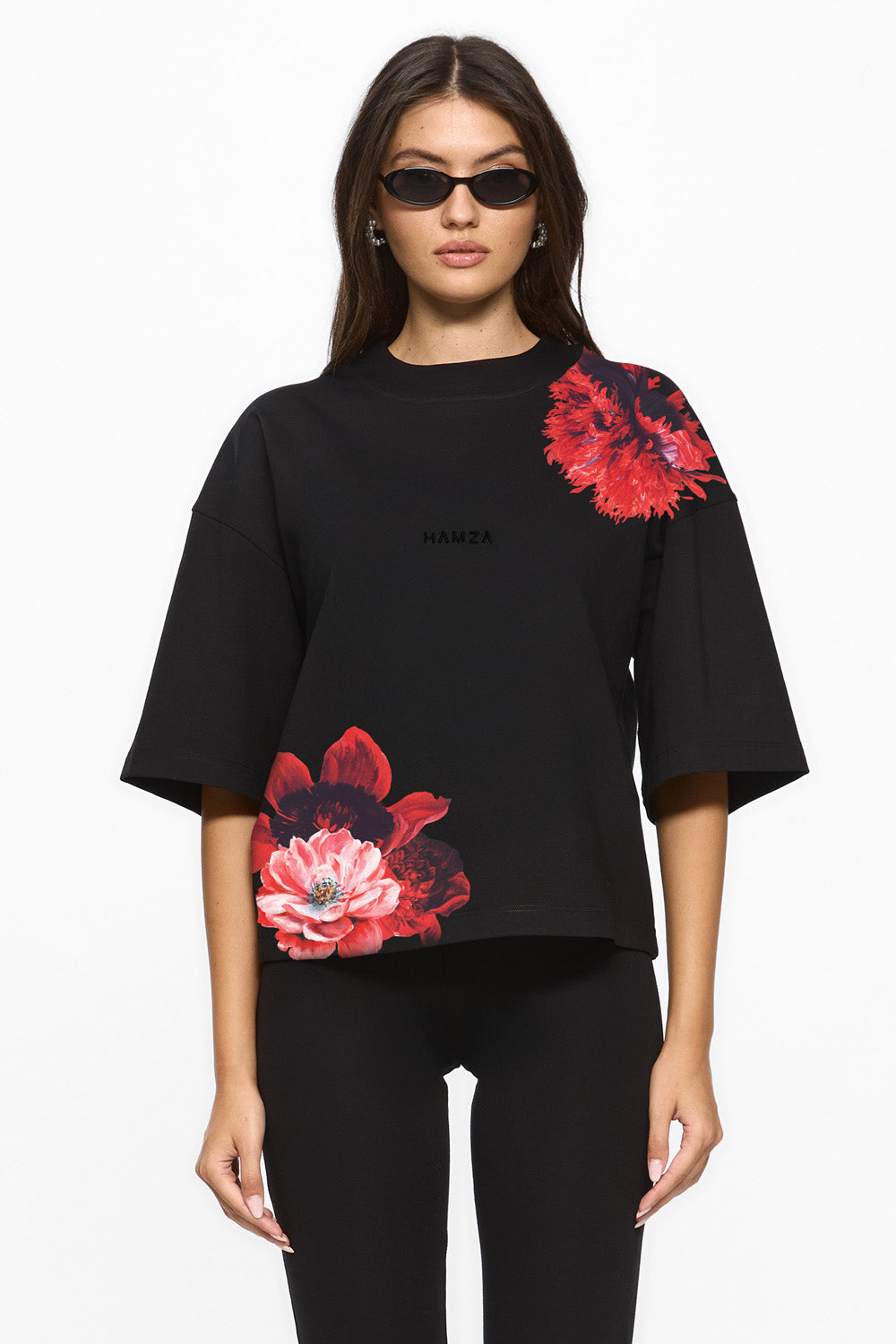 Tricou negru cu imprimeu Blossom