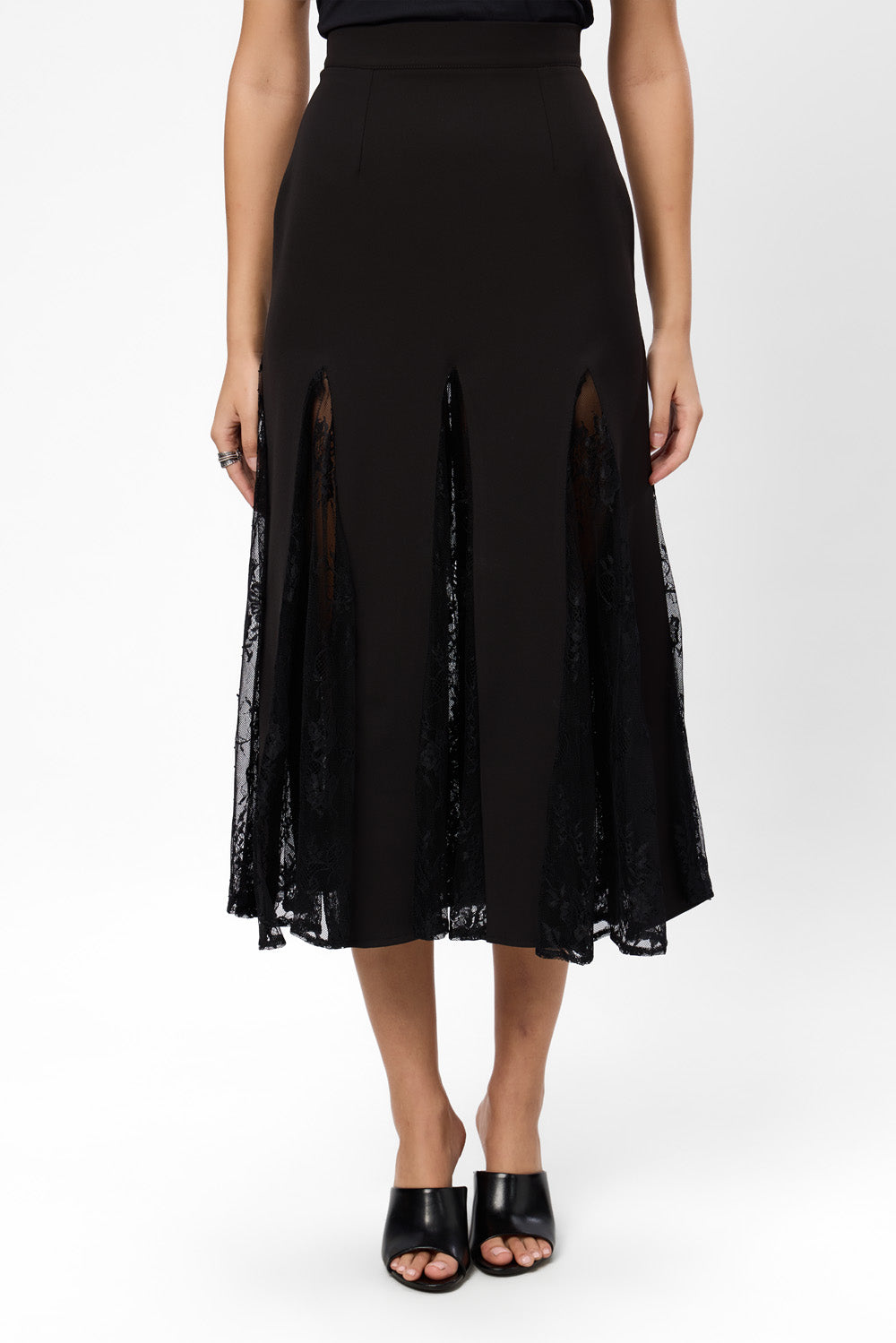 Snowflake V2 Black Lace Midi Skirt