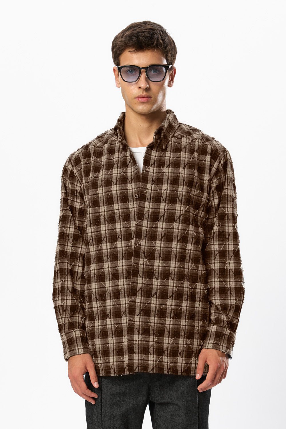 Rombo Oversized Brown Shirt