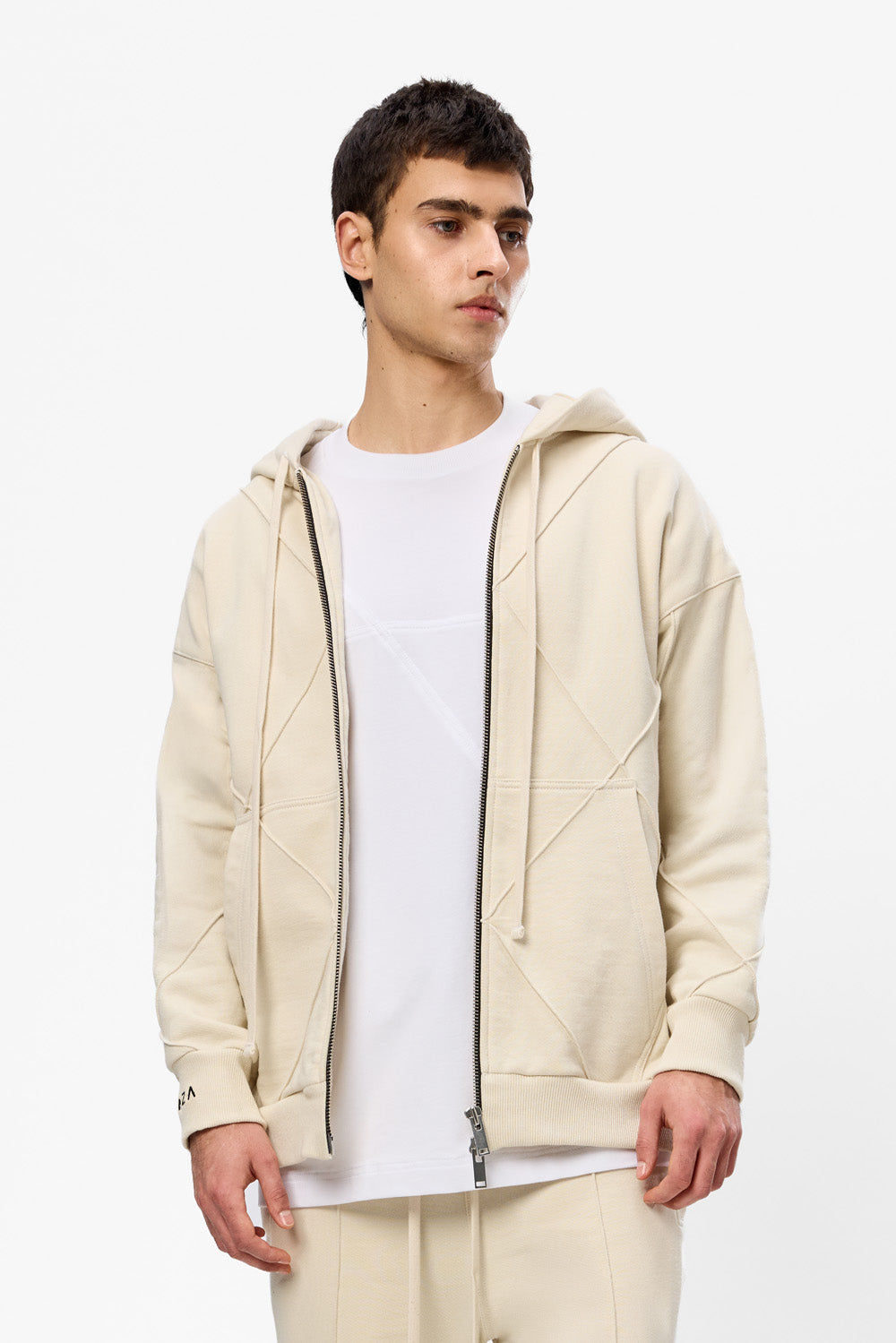 Hanorac vanilla cu cusaturi decorative Crudo V2