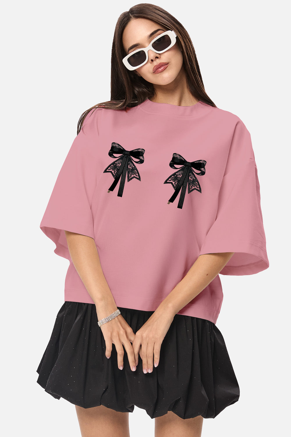 Tricou Luna cu funde aplicate | Femei | Roz | Stil Modern & Elegant | Confort & Funcționalitate | Atelier Hamza