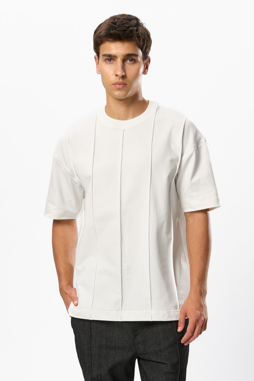Tricou Off-White cu cusaturi Linea