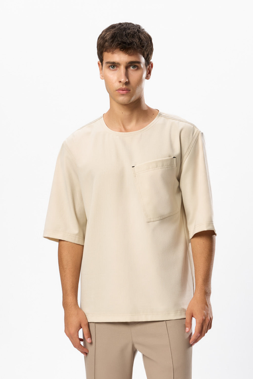 Tricou Vanilla din Stofă cu Lână Noa