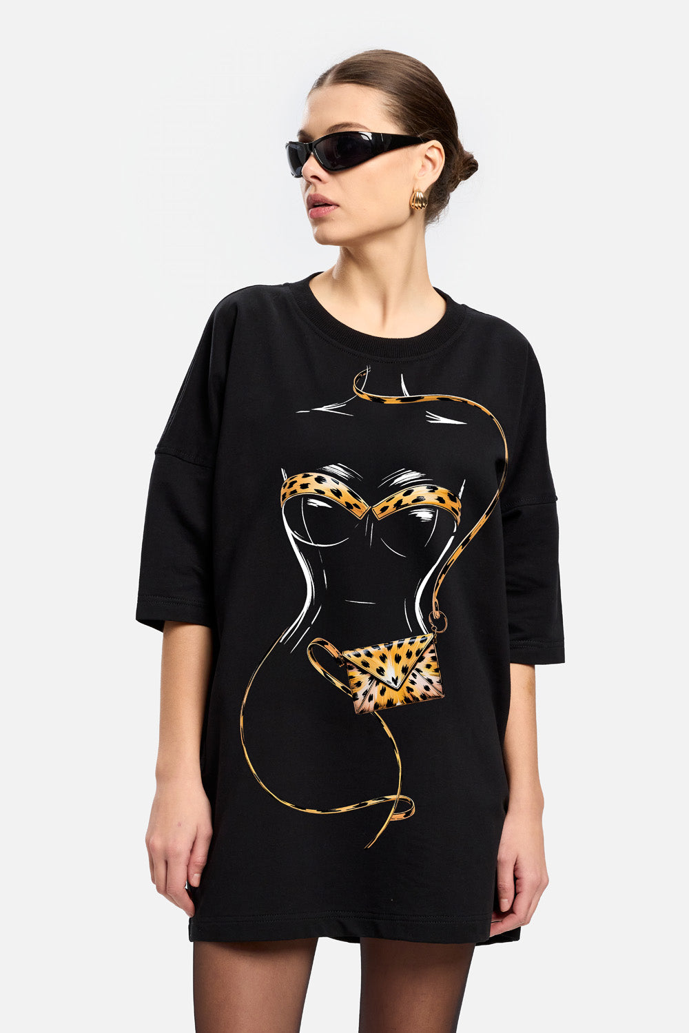 Rochie cu imprimeu Felina| Femei | Negru | Stil Modern & Elegant | Confort & Funcționalitate | Atelier Hamza