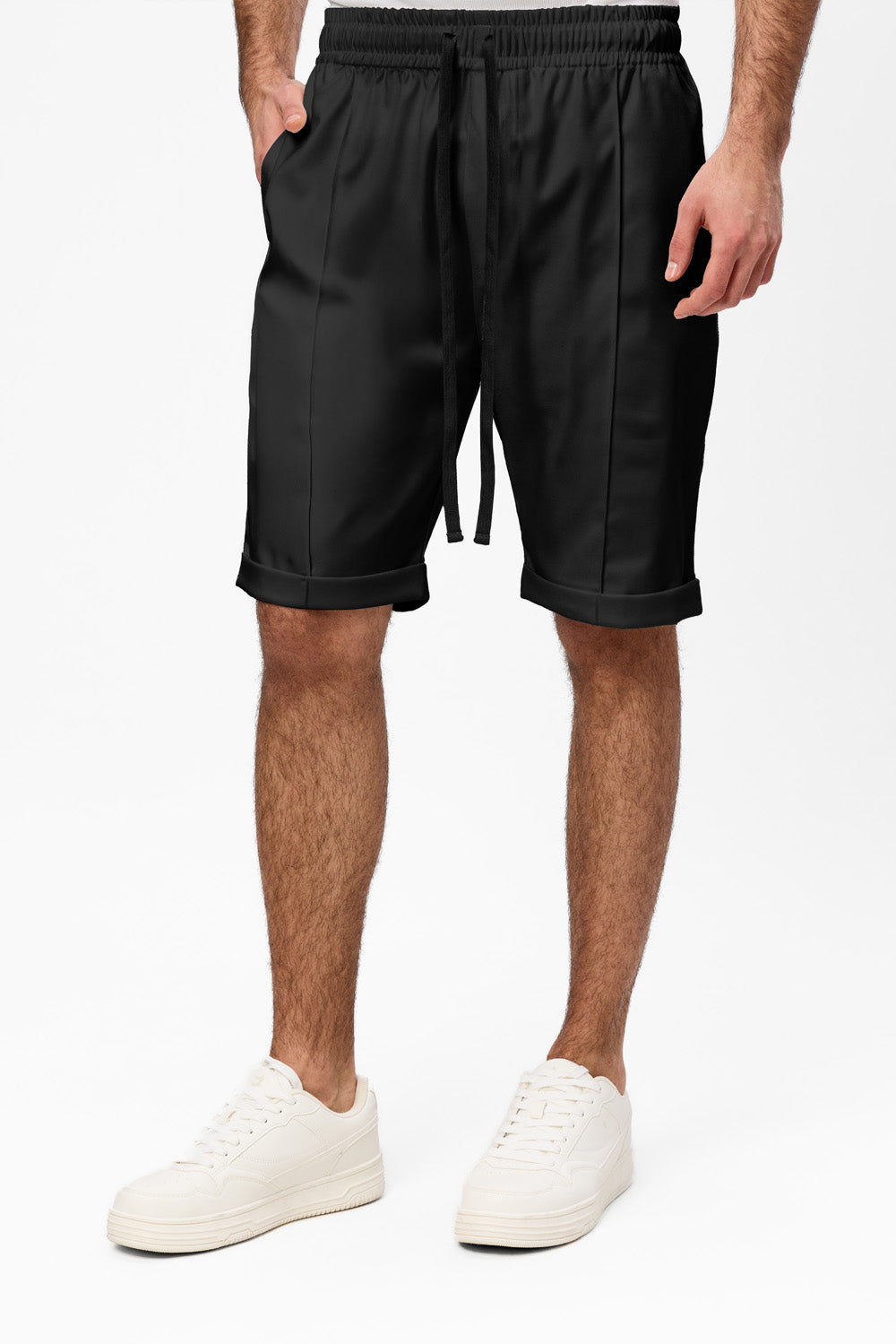 Thomas Black Cloth Shorts