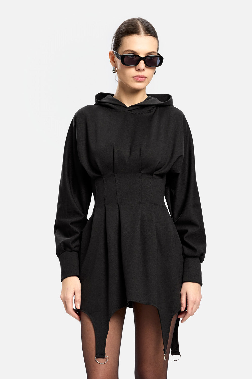 Cairo black dress with garter straps