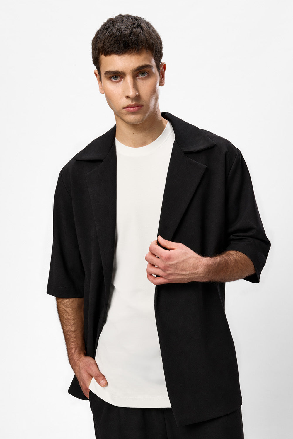 Sacou negru de stofa Riviera