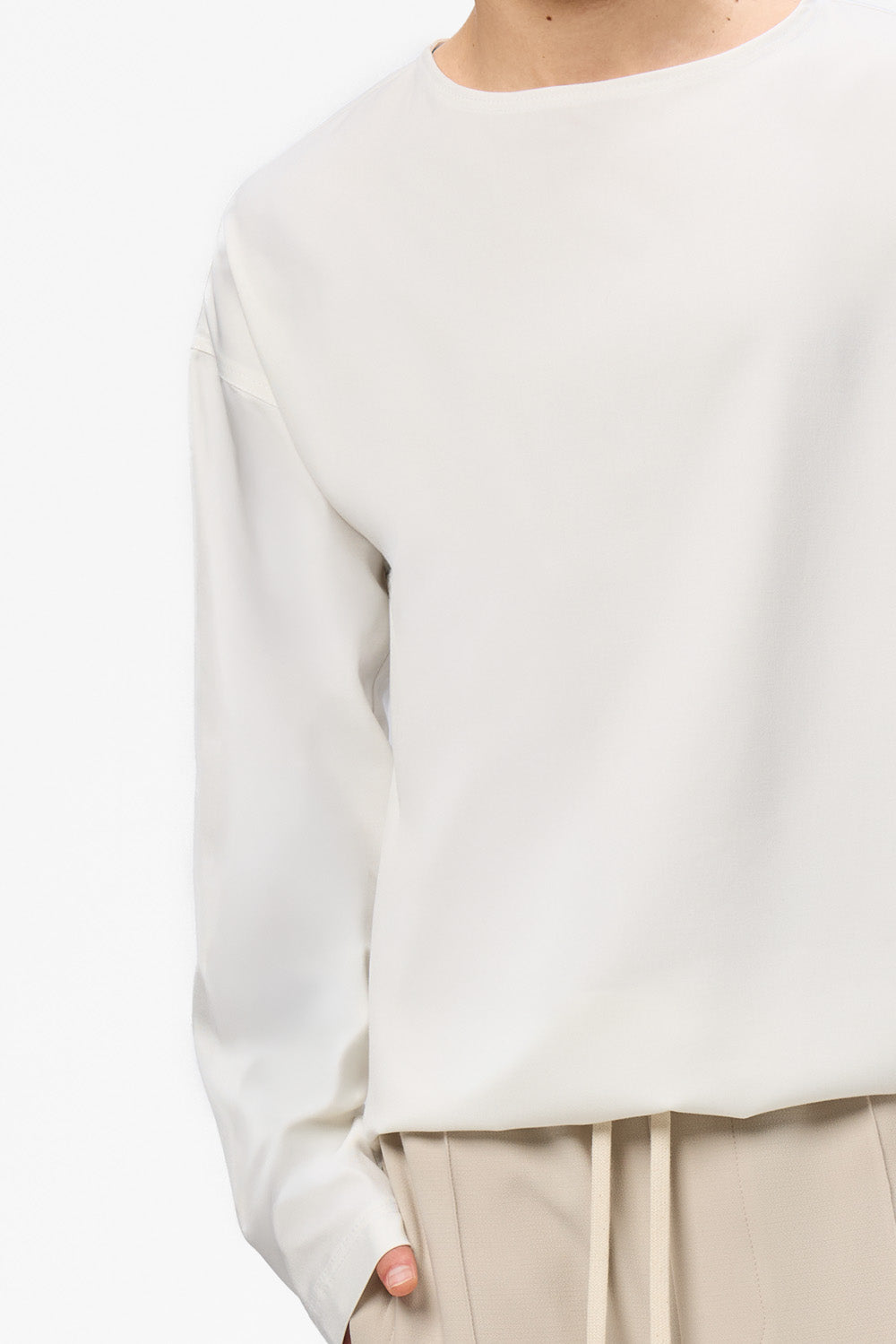 Tricou off-white cu maneca lunga din stofa Florence V2