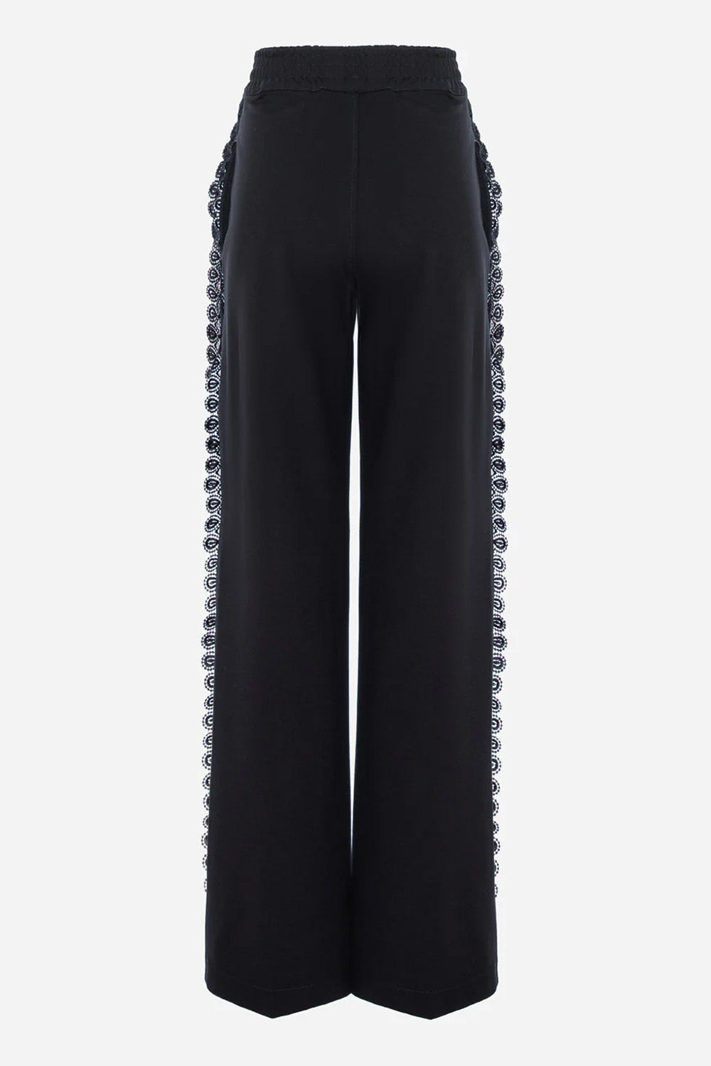 Pantaloni negri evazati cu talie inalta si dantela Karol v2