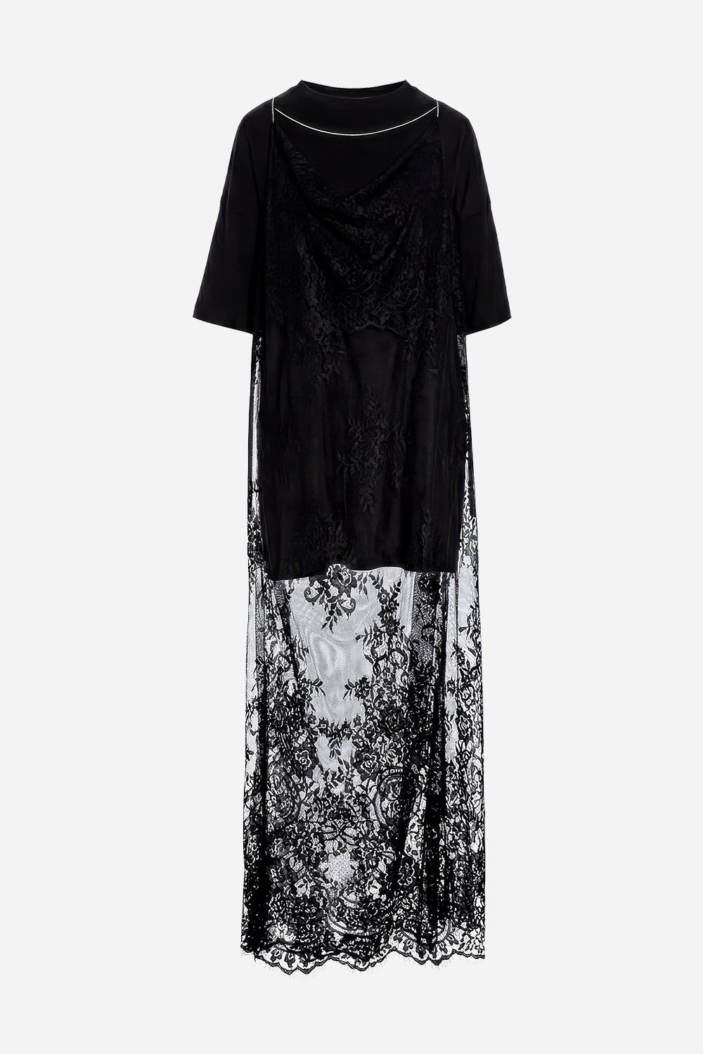 Negligee v2 double-layered Lace Black Dress