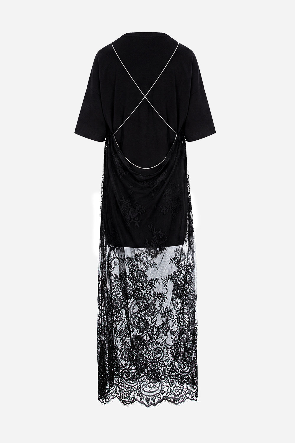 Negligee v2 double-layered Lace Black Dress
