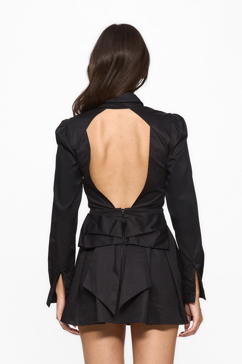 Rochie mini neagra din poplin Amis