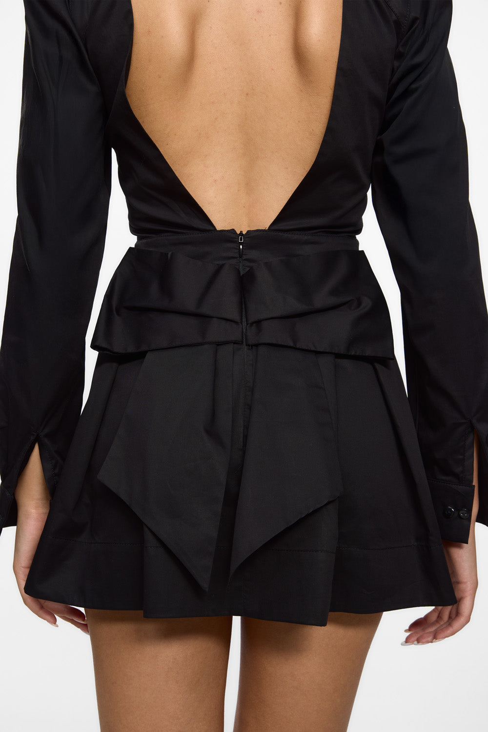 Rochie mini neagra din poplin Amis