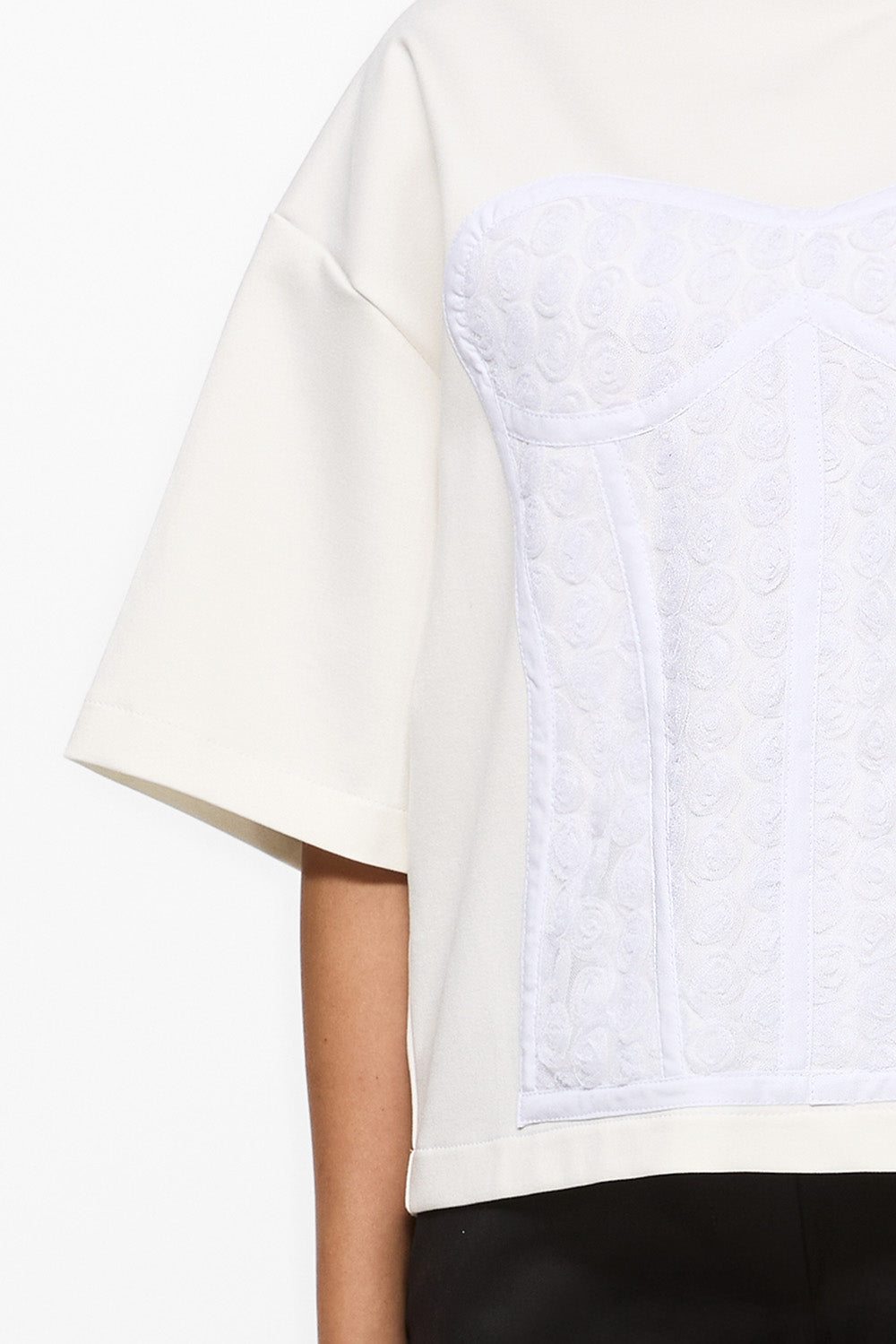 Tricou off white cu cusaturi Kyo Rose