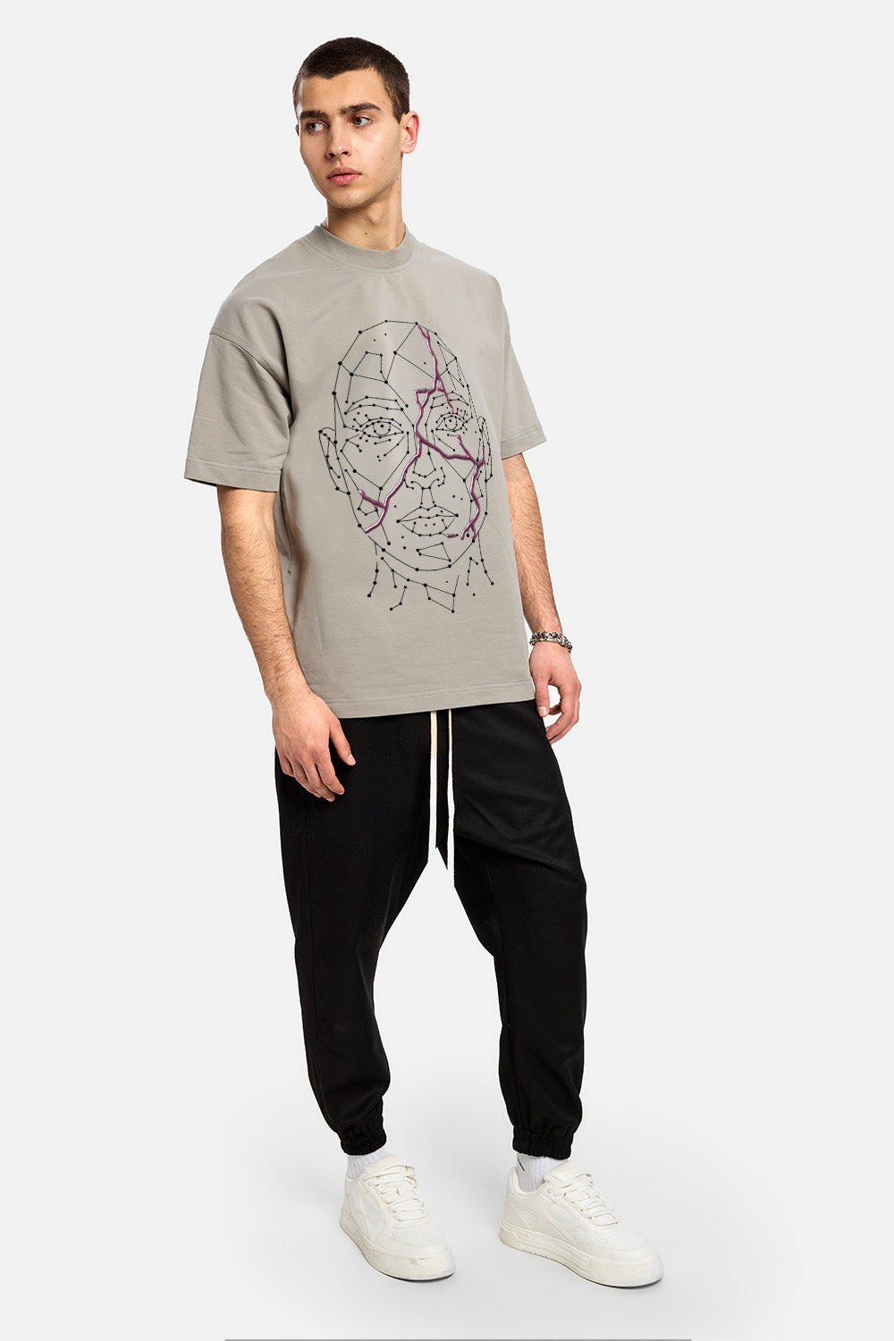 Tricou gri cu imprimeu Ginza