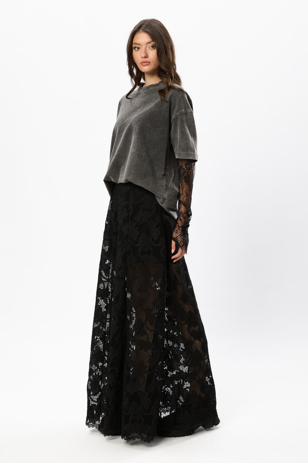 Snowflake Black Maxi Skirt V3