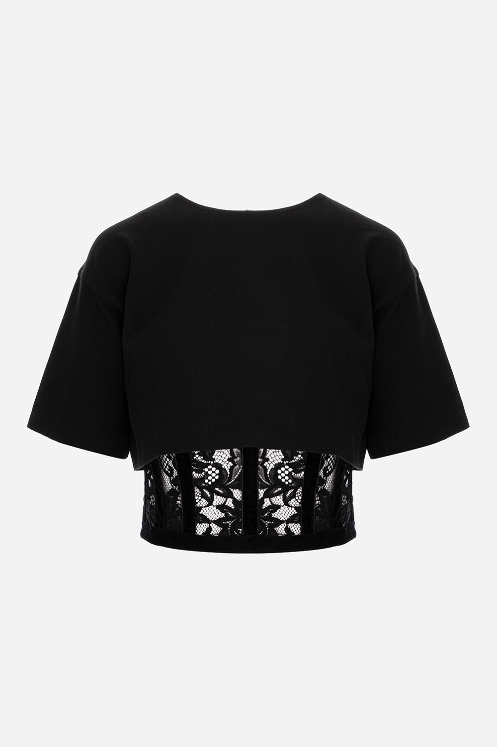Tricou negru cu corset si benzi de catifea Organza v2