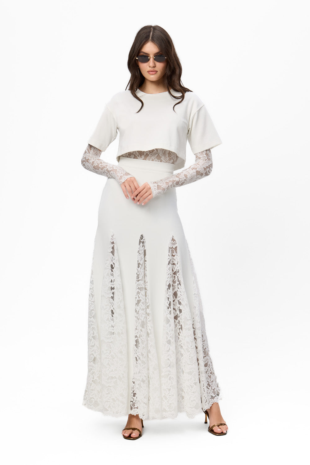 Snowflake V2 Off-White Lace Maxi Skirt