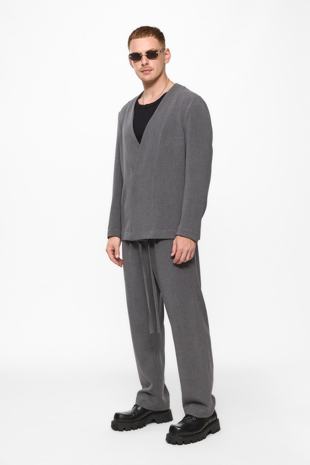 Cardigan gri din stofa de barbati 247 v2