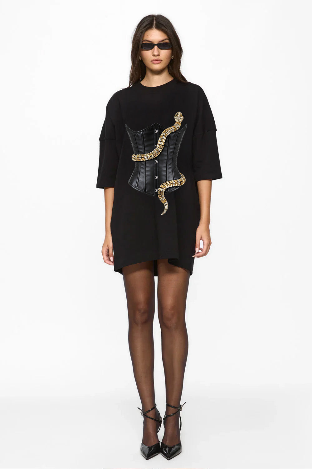 Eva Printed Black Dress