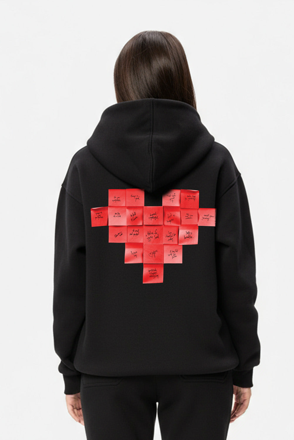 Heart Post Printed Hoodie | Women | Black | Modern and Elegant Style | Comfort and Functionality | Atelier Hamza