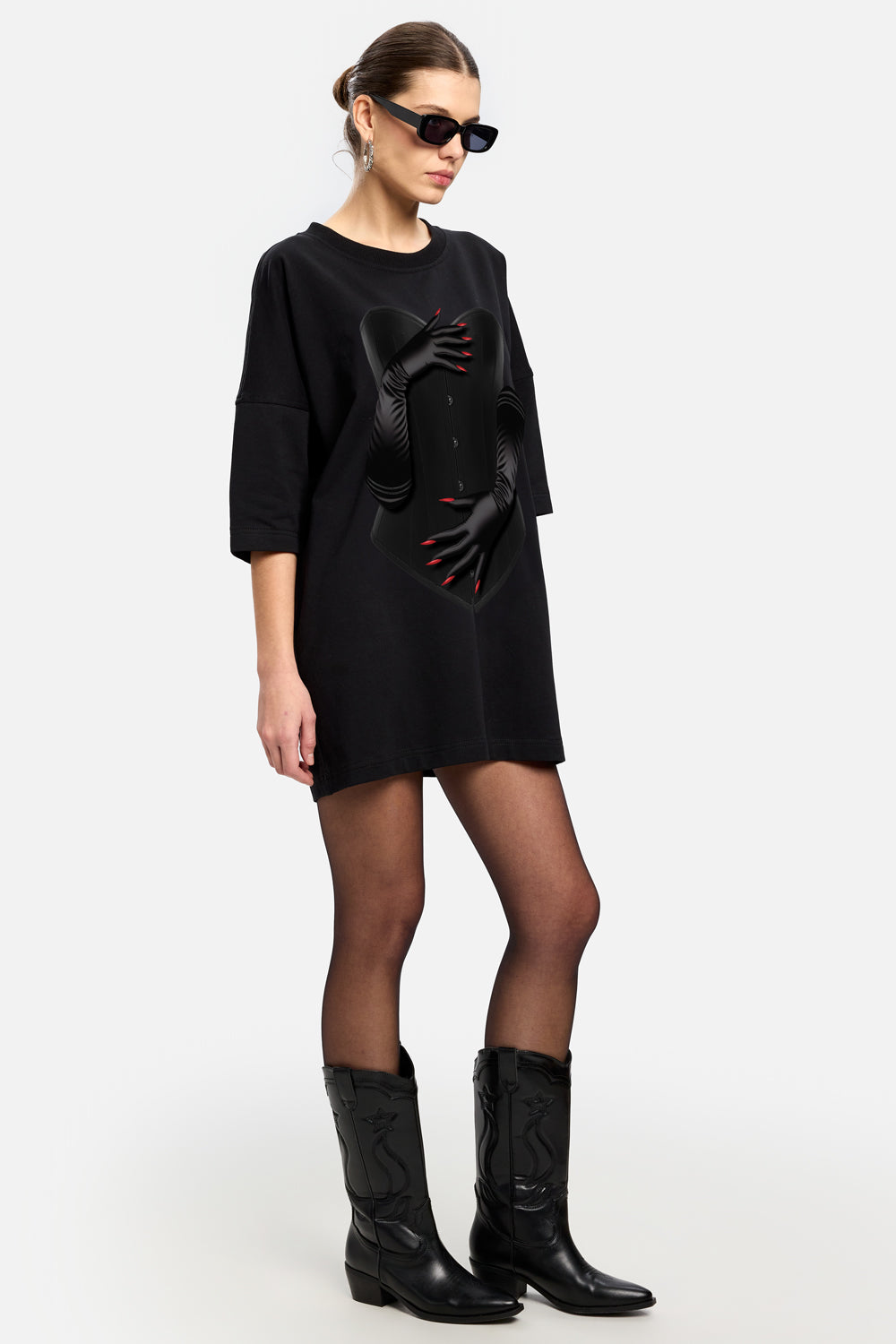 Rochie neagra cu imprimeu Noir