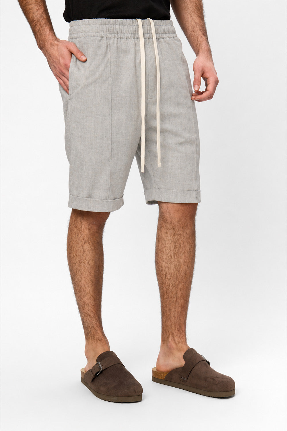 Thomas Grey Melange Cloth Shorts