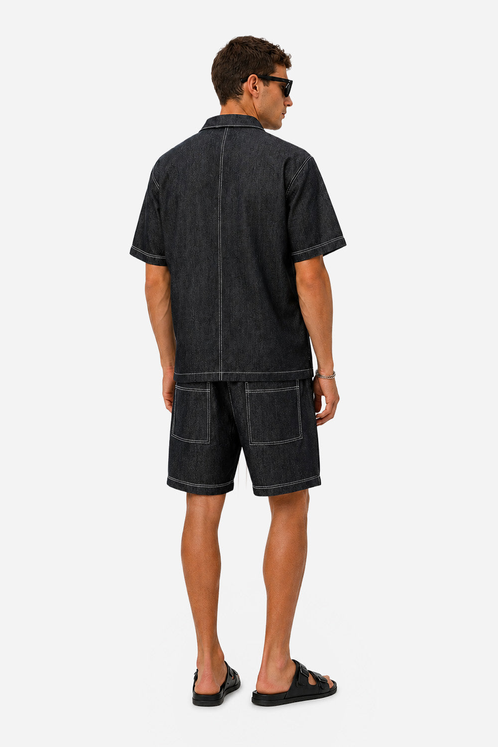 Six Black denim short pants