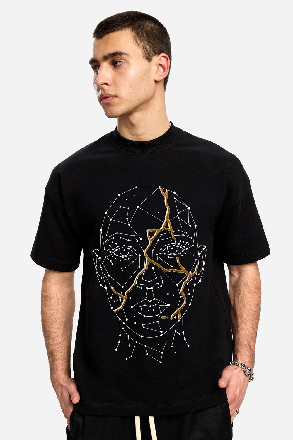Tricou negru cu imprimeu Ginza