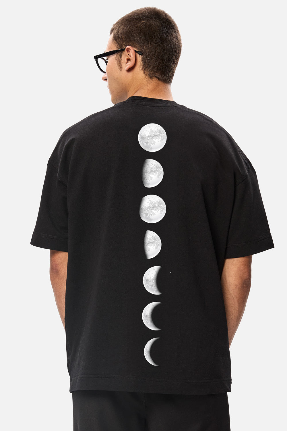 Tricou negru cu imprimeu Moons