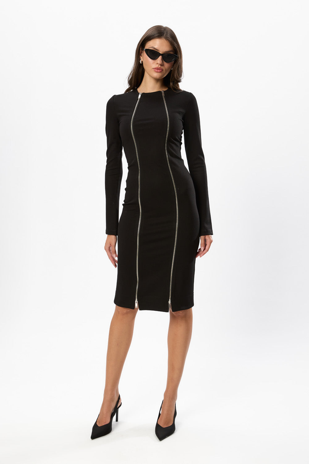 Bipolar Black 2-Way Zip Maxi Dress