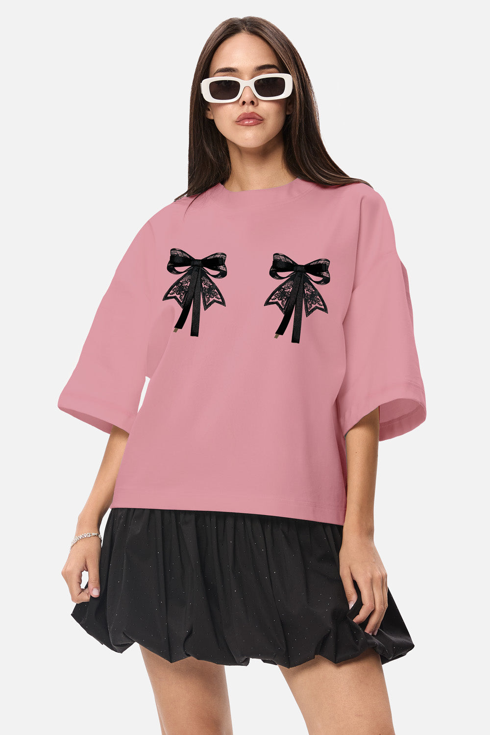 Tricou Luna cu funde aplicate | Femei | Roz | Stil Modern & Elegant | Confort & Funcționalitate | Atelier Hamza