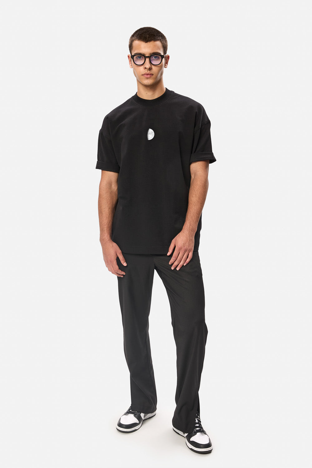 Tricou negru cu imprimeu Moons