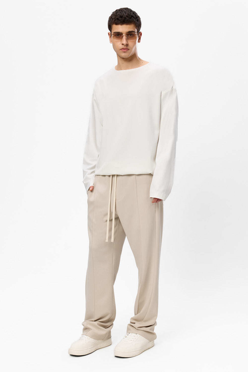 Tricou off-white cu maneca lunga din stofa Florence V2
