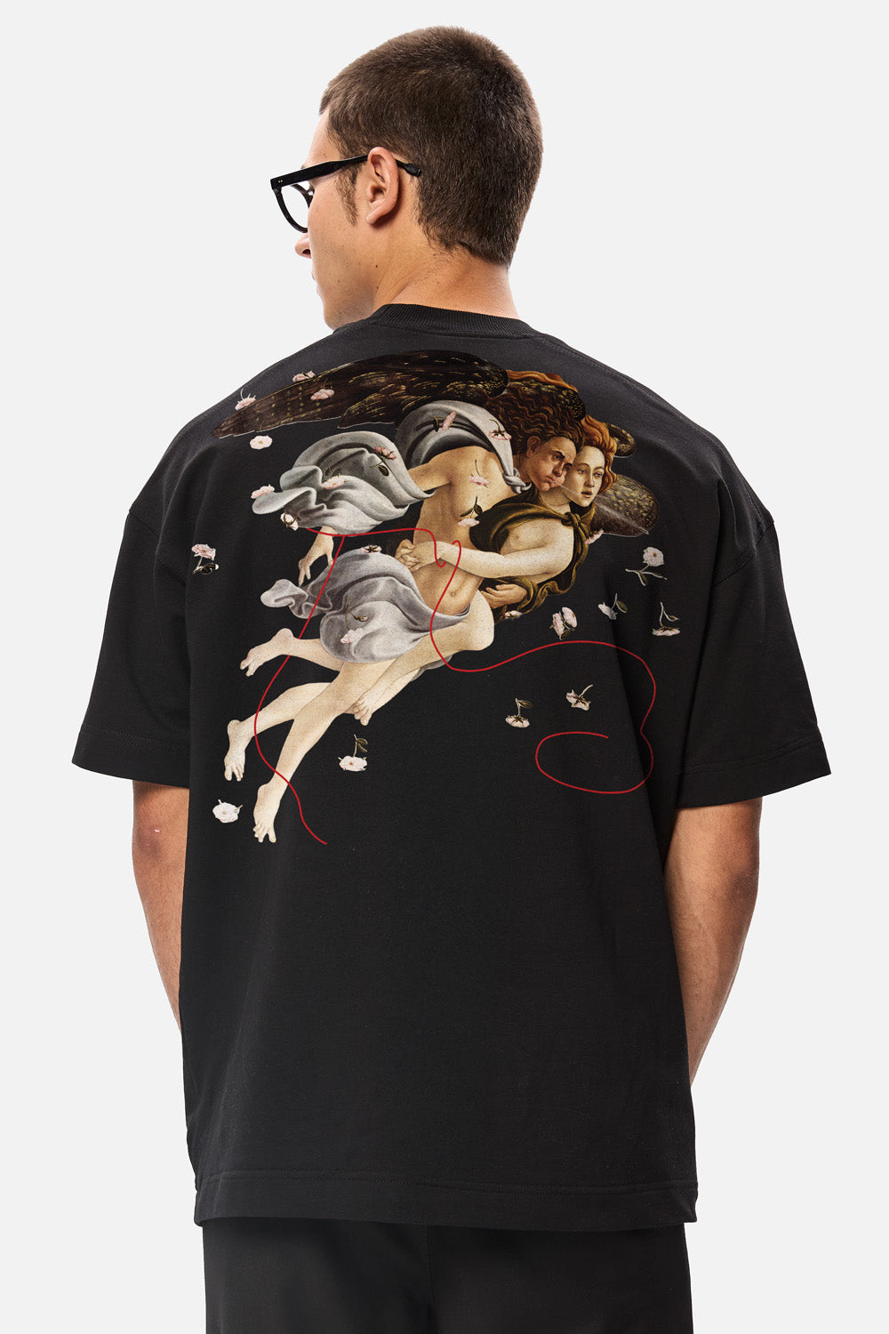 Tricou negru cu imprimeu Botticelli