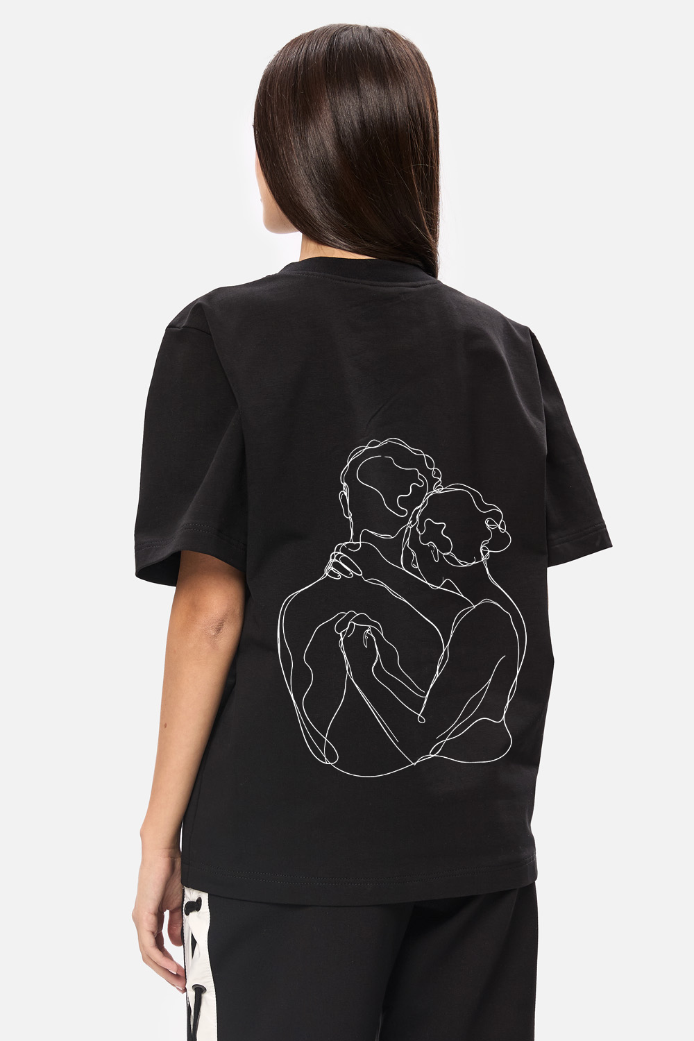 Tricou Negru cu imprimeu A hug one line