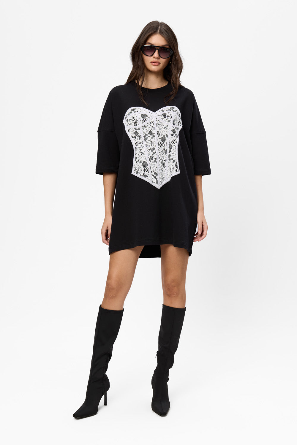 Rochie neagra cu corset cusut Silhouette