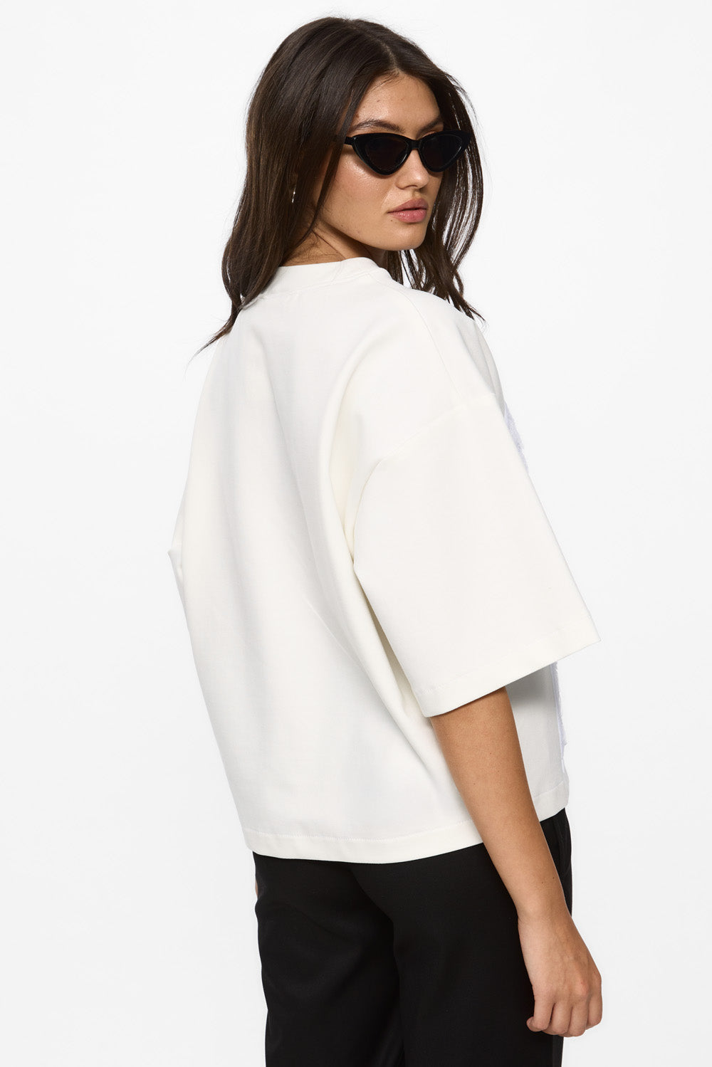 Tricou off white cu cusaturi Kyo Rose